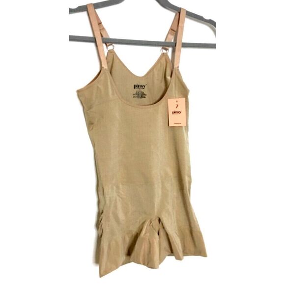 Pinsy Women Sz 3X Beige Butter Sculpt Open Bust Mid Thigh Seamless Bodysuit - Picture 1 of 5